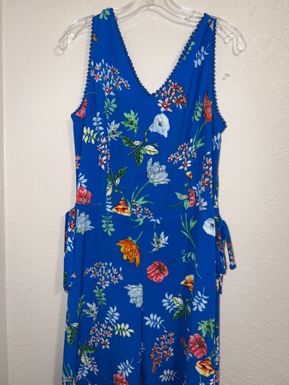 Sleeveless v neck tropical romper jumpsuit tropical resort vacation Hawaiian - Picture 2 of 9